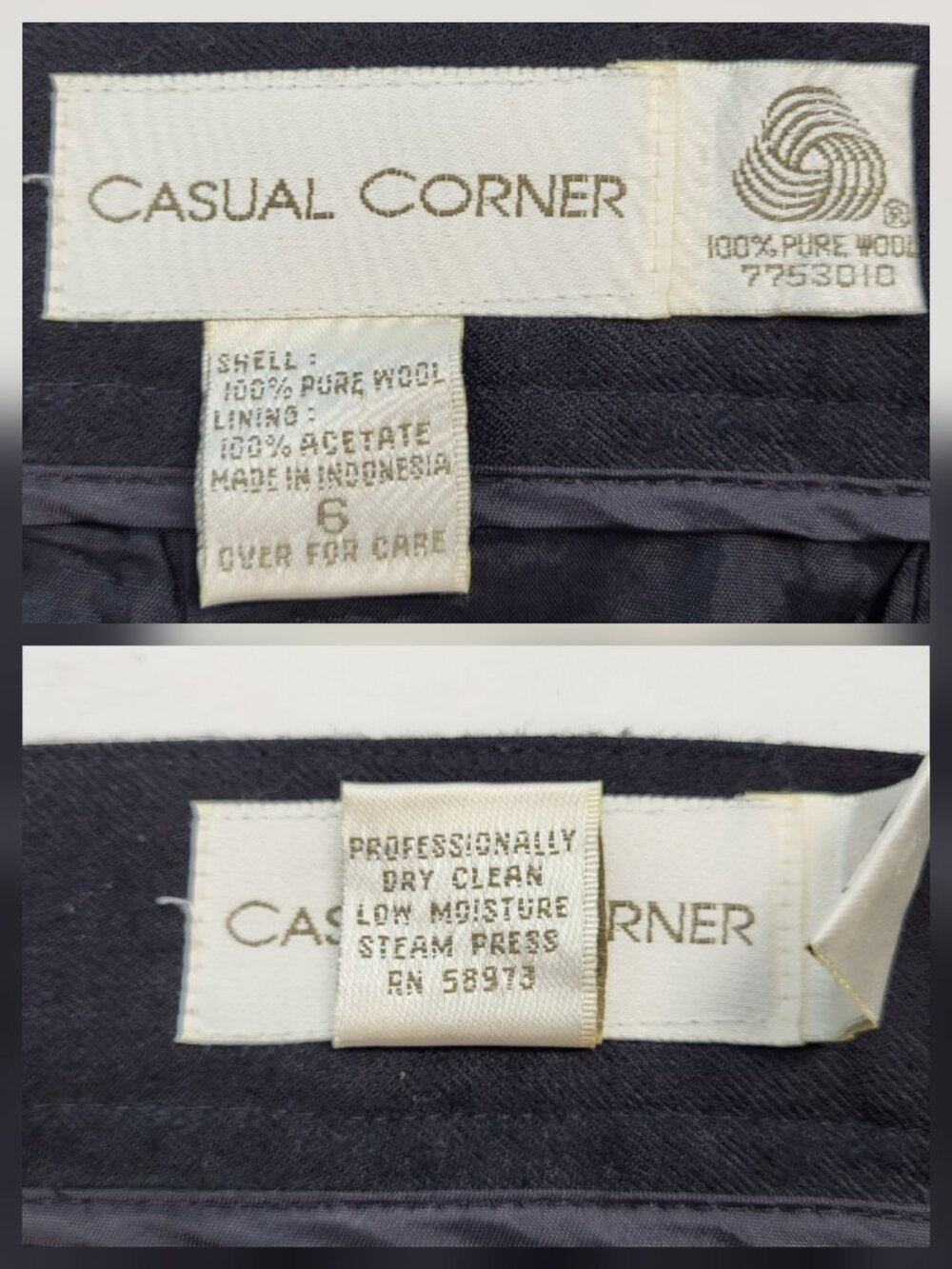 Vintage Casual Corner Black Wool Midi Pencil Skirt Size 6 - Picture 9 of 9